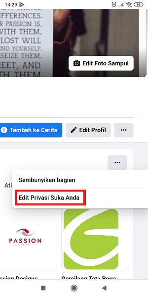 Cara menyembunyikan halaman yang disukai di Facebook 12 Tap "Edit Privasi Suka Anda".
