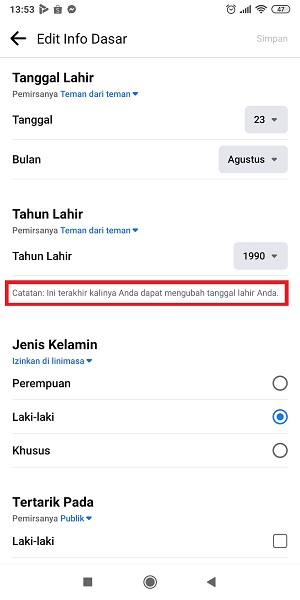 Cara Mengganti Tanggal Lahir di Facebook (Bisa untuk yang limit) 1 Hanya bisa mengganti tanggal lahir sekali lagi.