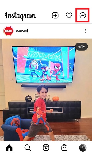 Cara Mengirim Pesan dengan efek (Kado/Pesan berapi/dll) di DM Instagram 1 Tap icon "Direct Message" di kanan atas.