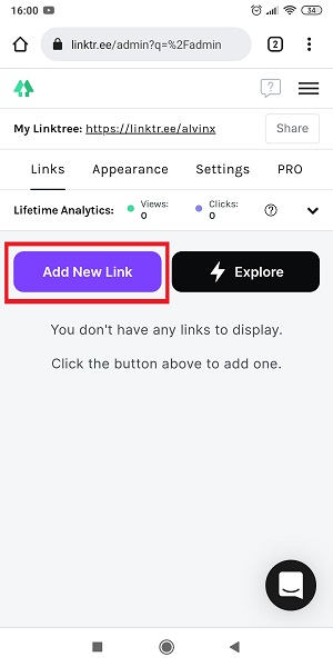 Tap “Add New Link”.