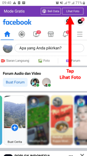Cara mengaktifkan Facebook mode gratis (disemua operator) 16 Pilih Lihat Foto