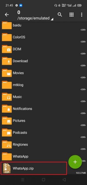 Cara Backup dan Restore WhatsApp Secara Offline 15 file "WhatsApp.zip" sudah jadi