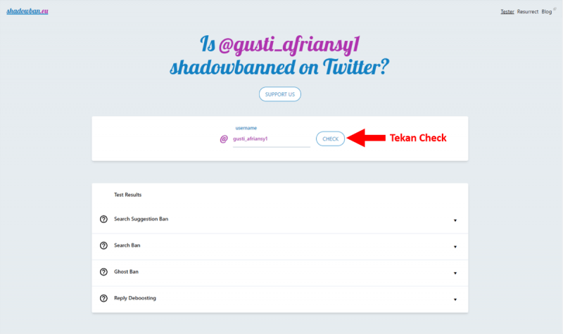 Cara cek shadowban Twitter dan cara mengatasinya 1 Masukkan Username Twitter