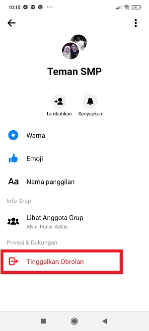 Cara keluar dari grup Messenger (lengkap) 6 Tap "Tinggalkan Obrolan")