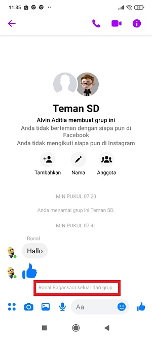 Cara keluar dari grup Messenger (lengkap) 8 Pengumuman seorang telah keluar dari grup.