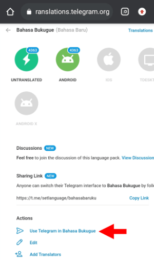 Tap Use Telegram In Bahasa Kamu