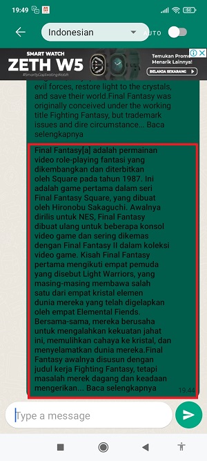 Cara menerjemahkan pesan di WhatsApp (lengkap) 18 Scroll ke bawah untuk melihat terjemahan.