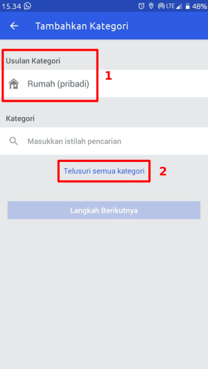 Cara menambahkan lokasi baru di WhatsApp (untuk pemula) 9 Tambahkan kategori di nama tempat yang kita input. Bisa pakai Usulan Kategori. Bisa pakai Telusuri Semua Kategori.