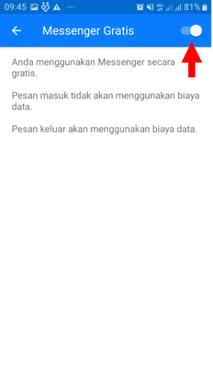 Cara mengaktifkan mode gratis Messenger (disemua operator) 3 Aktifkan Messenger Gratis