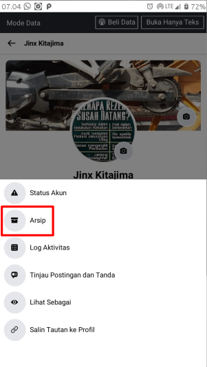 Cara menghapus cerita di arsip cerita di Facebook 13 Tekanlah arsip pada Facebook Lite.