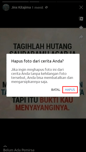 Cara menghapus story (foto & video) di Facebook 5 Tab hapus untuk konfirmasi.