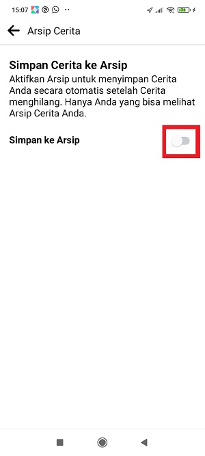 Cara mengarsipkan cerita Facebook (manual dan otomatis) 8 Tap tombol toggle di sebelah kanan “Simpan ke Arsip”.
