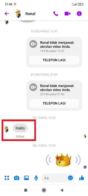 Cara Menghapus Atau Mengganti Tanggapan di Pesan Messenger 3 Reaction pun sudah berhasil dihapus.