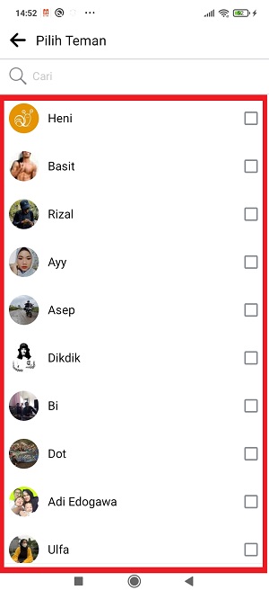 Cara mengatur privasi story FB (Teman/Sembunyikan dari/Khusus) 13 Tap teman yang kamu cari.