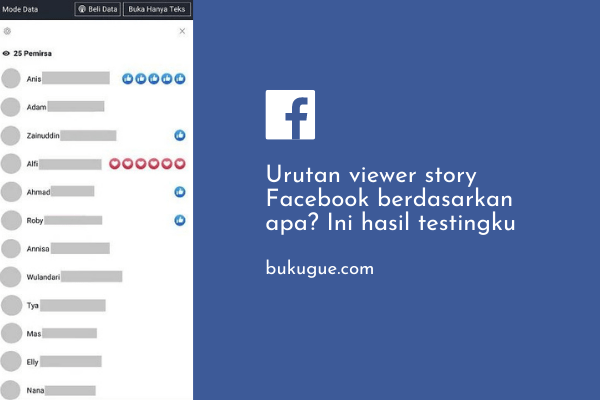 Urutan viewers story Facebook berdasarkan apa? Ini hasil testingku
