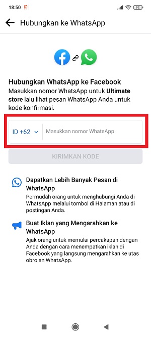 Masukan nomor WhatsAppmu