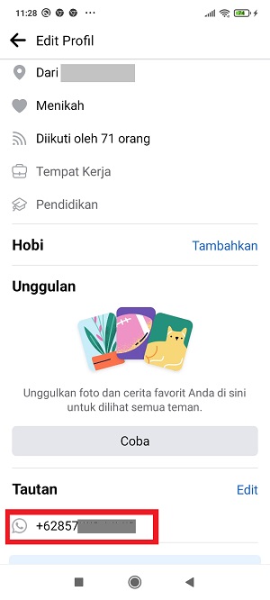 Cara menambahkan nomor atau link WA di FB (Lengkap) 10 Link WA pun sudah berhasil ditambahkan.