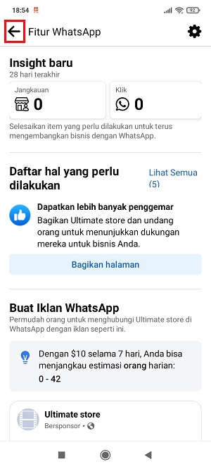 Cara menambahkan nomor atau link WA di FB (Lengkap) 33 Tap ikon anak panah di kanan atas.