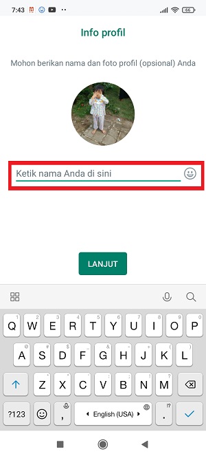 Masukan nama untuk profil WhatsApp