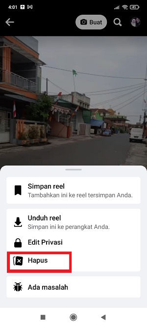 Cara menghapus Reel buatan sendiri di Facebook 6 Tap “Hapus”.