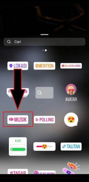 Cara membuat reels Instagram dengan lirik lagu (lengkap) 4 Pilih stiker musik untuk memasukkan musik