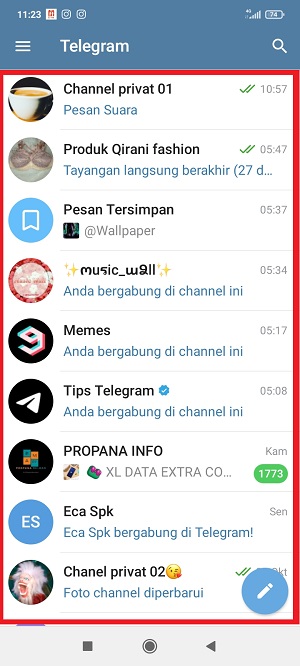 Buka Telegram, 