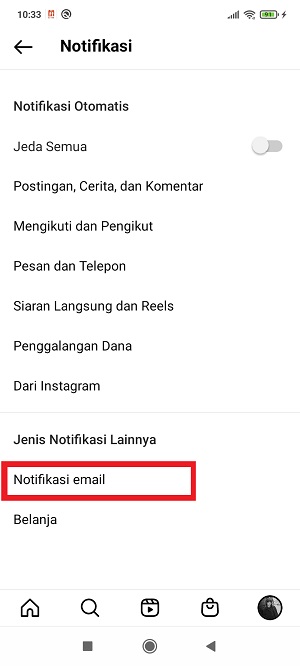 Tap “Notifikasi email”.
