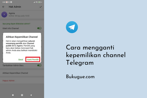 Cara mengalihkan kepemilikan channel Telegram
