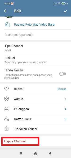Cara menghapus channel Telegram (buatan kita) 4 Tap “Hapus Channel”.