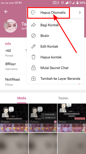 Cara menghapus pesan otomatis di Telegram 3 Kamu tab opsi "Hapus Otomatis".