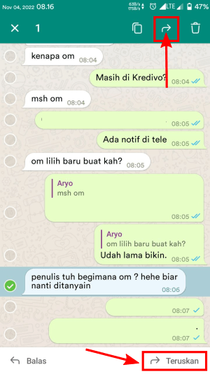 Cara menghilangkan tulisan "Pesan terusan" di Telegram 2 Pilih opsi men "Diteruskan". Tombolnya ada di kanan bawah / kanan atas.