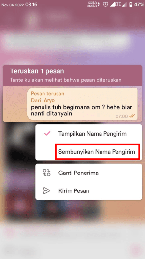 Cara menghilangkan tulisan "Pesan terusan" di Telegram 5 Pilihan untuk menampilkan / menyembunyikan ikon "Diteruskan".