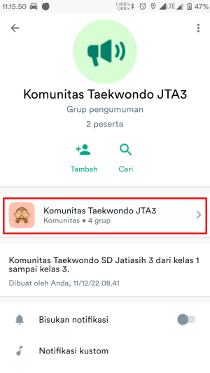 Cara Keluar Komunitas WhatsApp (untuk Anggota ataupun Admin) 6 Langkah 2 untuk admin keluar komunitas Whatsapp adalah tab nama komunitas di halaman informasi grup.