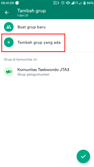 Cara membuat komunitas di WhatsApp (Panduan pemula) 4 Tambahkan grup jika sudah ada. Jika belum ada, bisa buat grup baru lebih dulu.