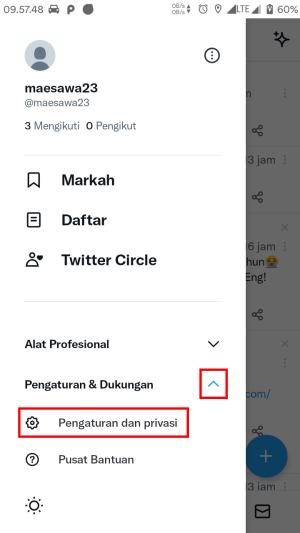 Cara menghilangkan peringatan konten sensitif di Twitter 5 Tap pengaturan dan dukungan, lalu tap pengaturan dan privasi.