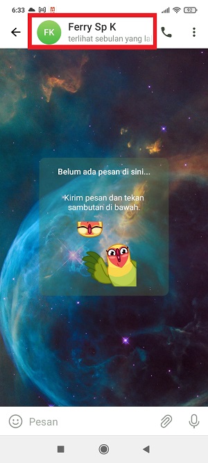 Cara mengubah nama kontak teman di Telegram 2 Tap nama atau foto profilnya.