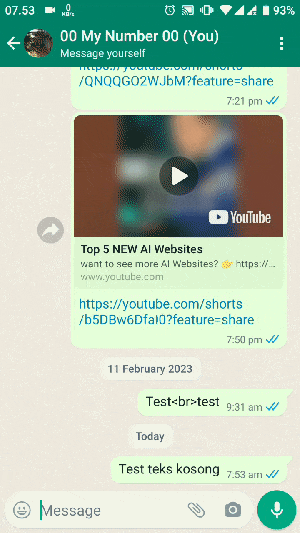 Mengirim pesan kosong panjang di WhatsApp tanpa aplikasi tambahan 4 Mengirim pesan kosong panjang di WhatsApp tanpa aplikasi tambahan 3