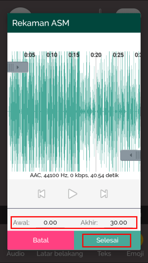 Disini, kamu bisa memilih audio mana yang mau dijadikan status. Jika sudah, tap tombol "Selesai".