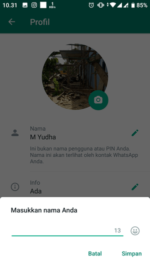 Cara membuat nama kosong di WhatsApp (tanpa aplikasi tambahan) 5