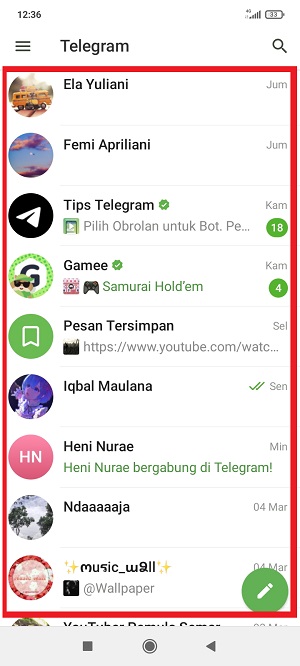 Tap kontak Telegram 