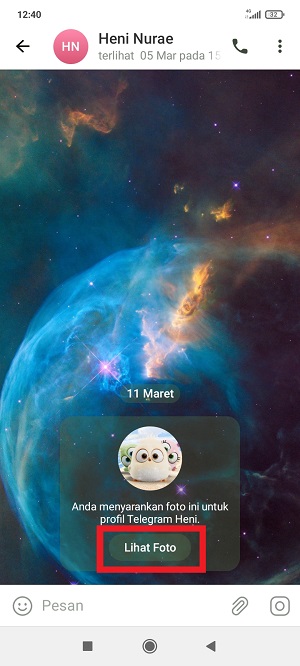 Cara menyarankan foto profil pilihanmu ke orang lain di Telegram 10 Tap "Lihat Foto".