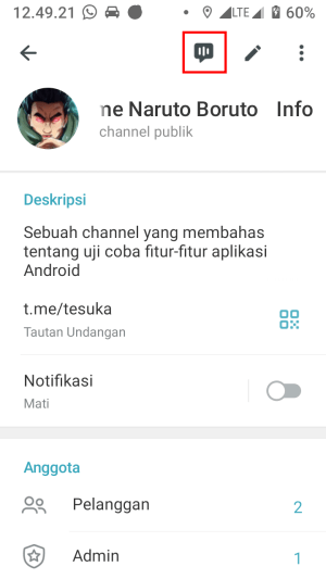 Cara memulai Live Streaming Telegram (di Grup atau Channel) 2 Tap tombol siaran langsung di sebelah ikon pensil.
