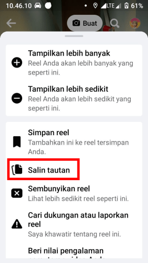 Cara Download Video Reels Facebook (Bisa tanpa aplikasi tambahan) 3 Tap Salin Tautan untuk mendapatkan link video.