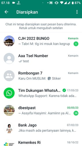 Cara membatalkan arsip dan menghilangkan menu 'Diarsipkan' di WhatsApp 5
