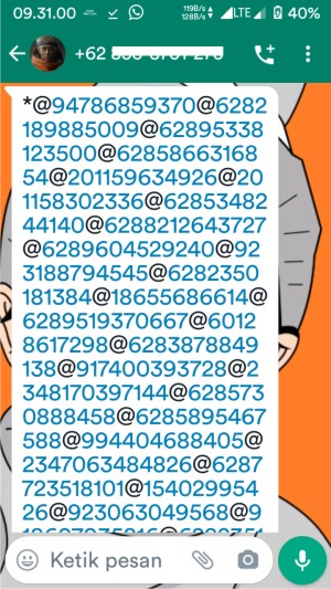Apa itu virtex WhatsApp? Contoh penggunaan dan cara mengatasinya 5 Tampilan virtex wa dengan teks berbentuk angka.