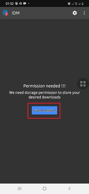 Panduan Mendownload Video di DM Twitter (Simpel dan Up-to-date) 1 Tap tombol Give Permission untuk memberikan izin IDM mengakses ruang penyimpanan ponsel.
