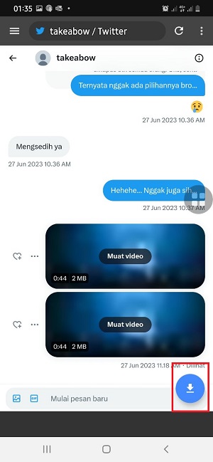 Panduan Mendownload Video di DM Twitter (Simpel dan Up-to-date) 9 Tap tombol download untuk melakukan pengunduhan.