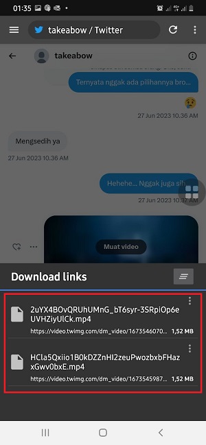 Panduan Mendownload Video di DM Twitter (Simpel dan Up-to-date) 10 Pilih file video yang mau diunduh.