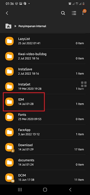 Panduan Mendownload Video di DM Twitter (Simpel dan Up-to-date) 13 Buka File Manager, lalu buka folder IDM.