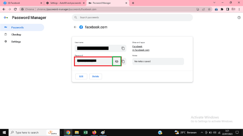 Cara Melihat Password Facebook Sendiri di HP dengan Mudah 13 klik tombol mata untuk menampilkan password Facebook.
